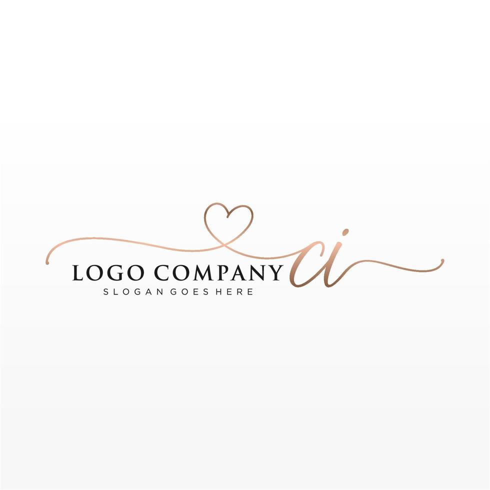 Initial CI feminine logo collections template. handwriting logo of initial signature, wedding, fashion, jewerly, boutique, floral and botanical with creative template for any company or business. vector