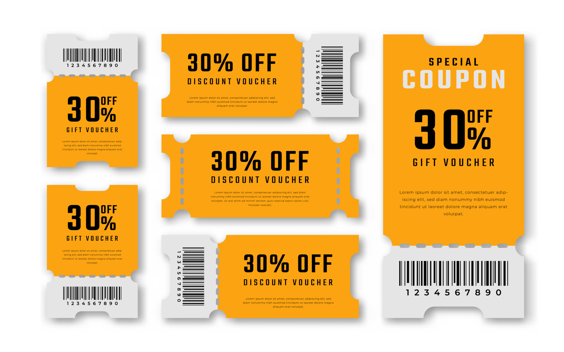 Gift Coupon Discount Voucher 30 Percent off for Promo Code, Shopping, Marketing and Best Promo
