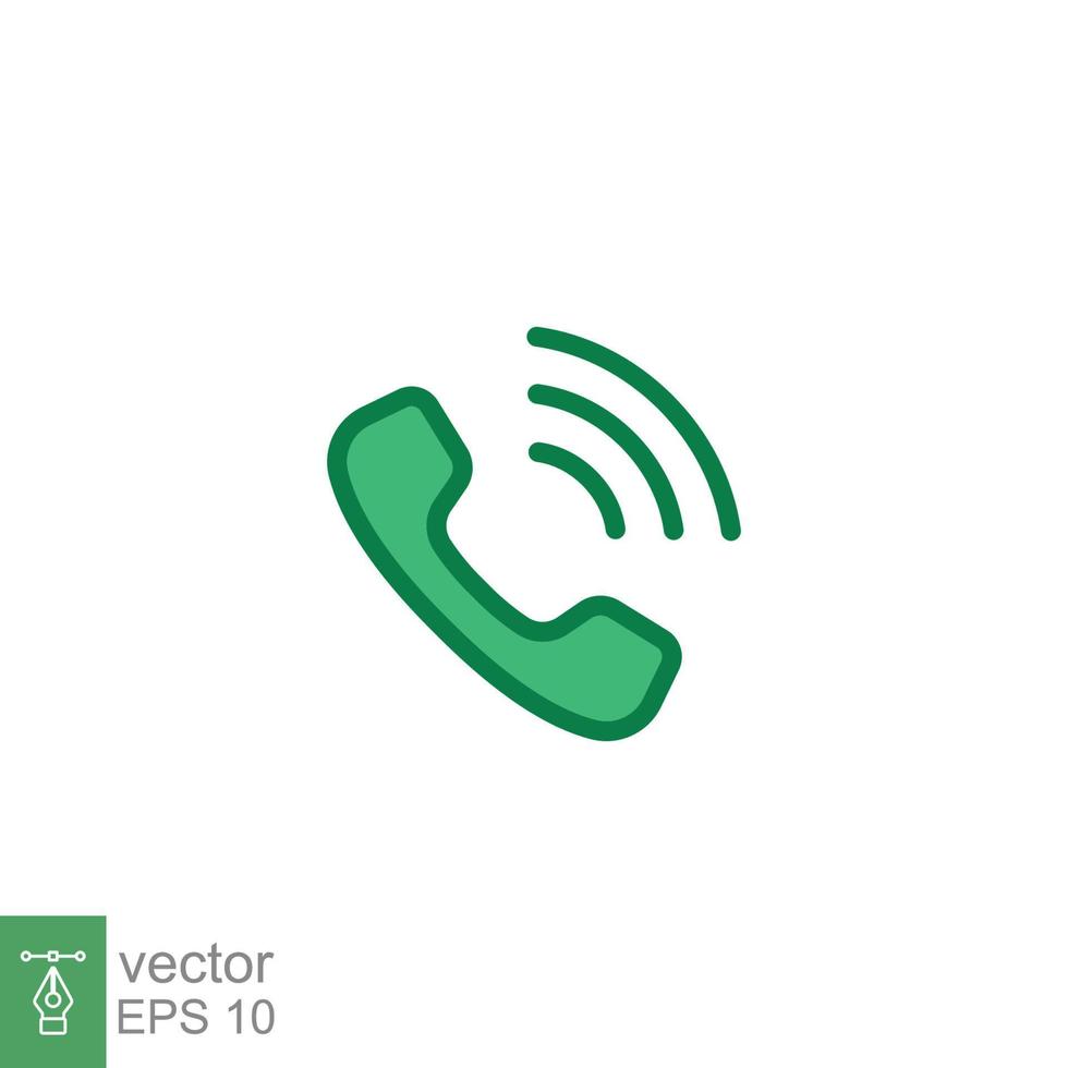 Telephone ringing icon. Call, phone, incoming, receiver, contact. Simple flat style. Filled outline symbol. Vector illustration isolated on white background. EPS 10.