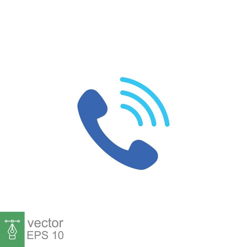 Telephone ringing icon. Call, phone, incoming, receiver, contact. Simple flat style. Glyph symbol. Vector illustration isolated on white background. EPS 10.