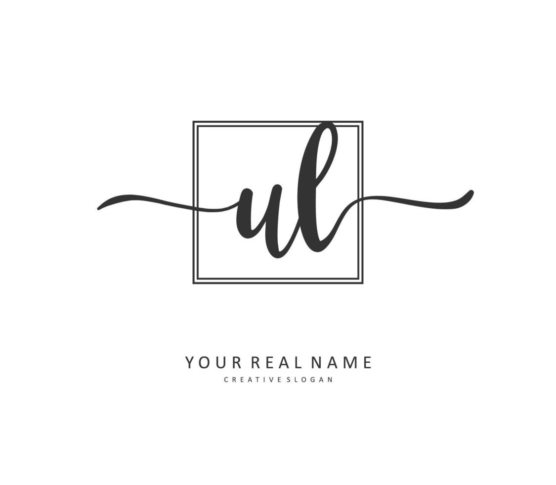 ul inicial letra escritura y firma logo. un concepto escritura inicial logo con modelo elemento. vector