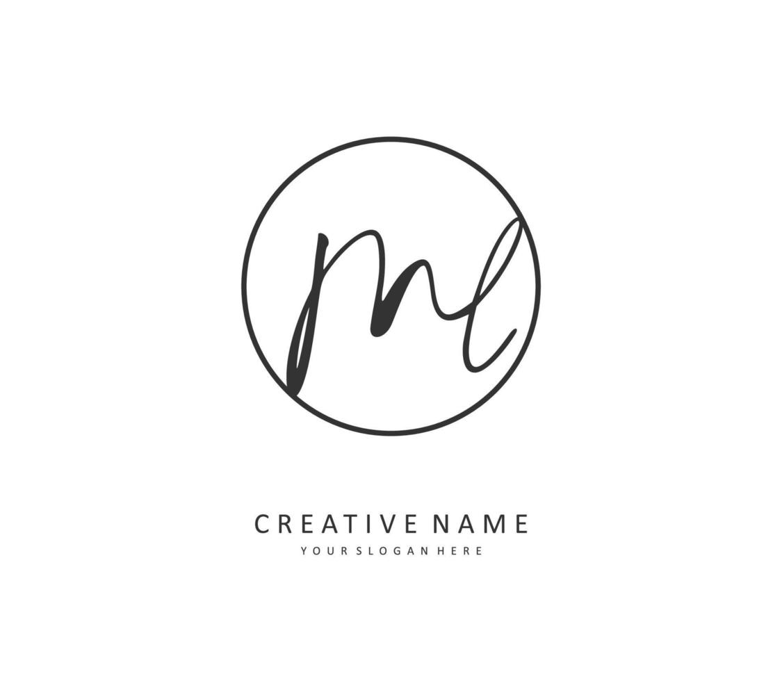 ML Initial letter handwriting and  signature logo. A concept handwriting initial logo with template element. vector