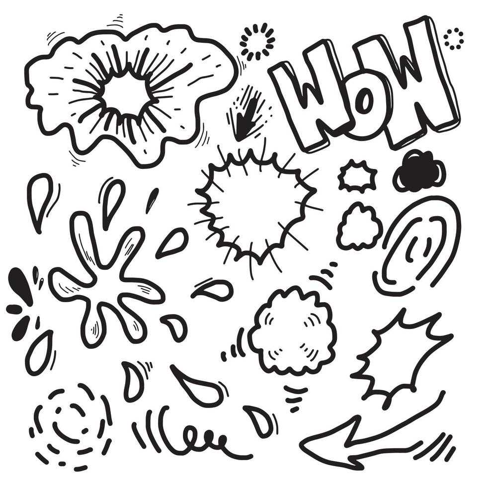 Hand drawn comic doodles isolated on white background.vector illustration. vector
