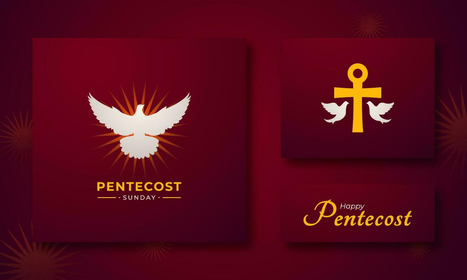 Pentecost Sunday Holy Spirit Greeting Card Banner Poster for Biblical Series Vector Illustration