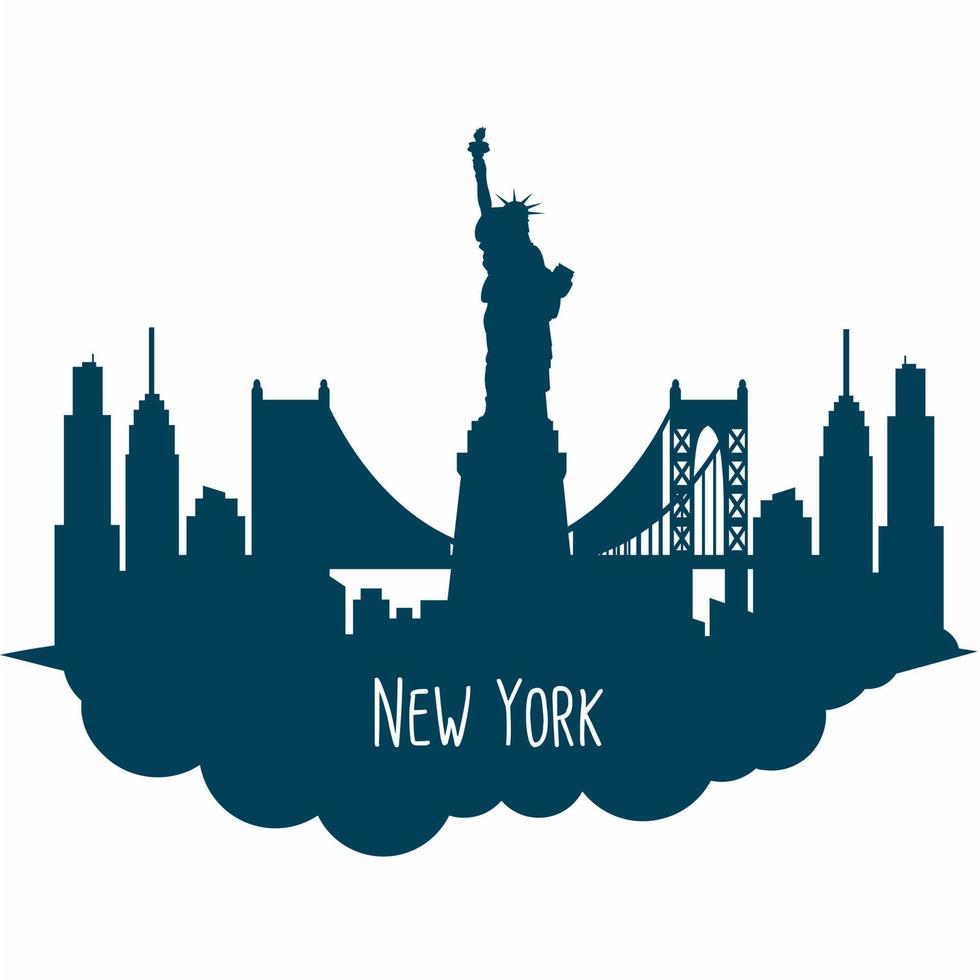 New York city architecture retro vector illustration, skyline city silhouette, skyscraper, flat design