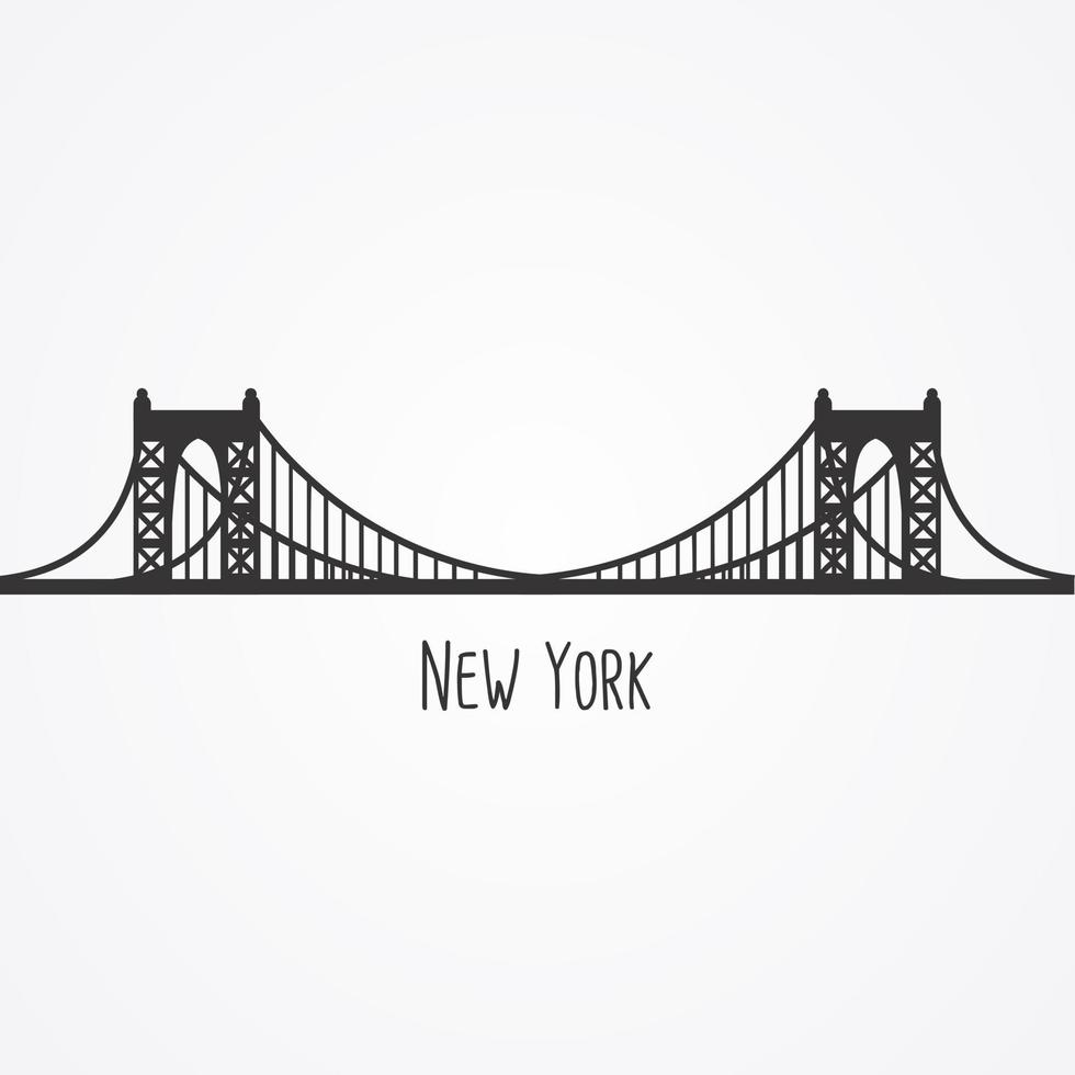 Modern New York Skyline Silhouette Vector Illustration