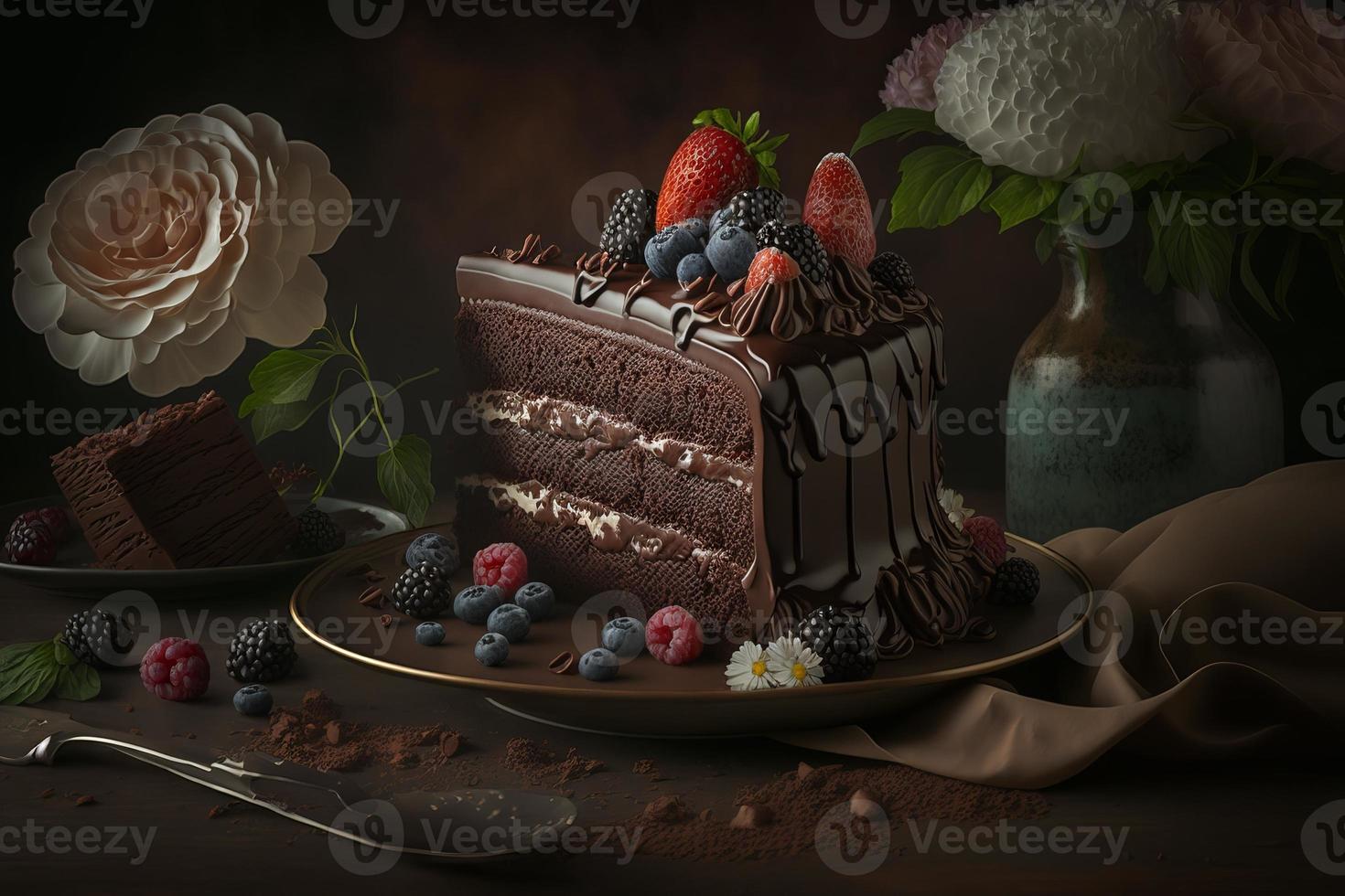 Triple Chocolate Fudge Cake 22137719 Stock Photo at Vecteezy
