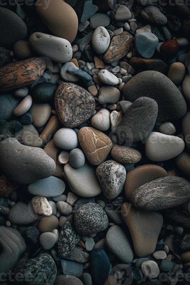 Pebble stones on the beach - soft focus with vintage filter photo