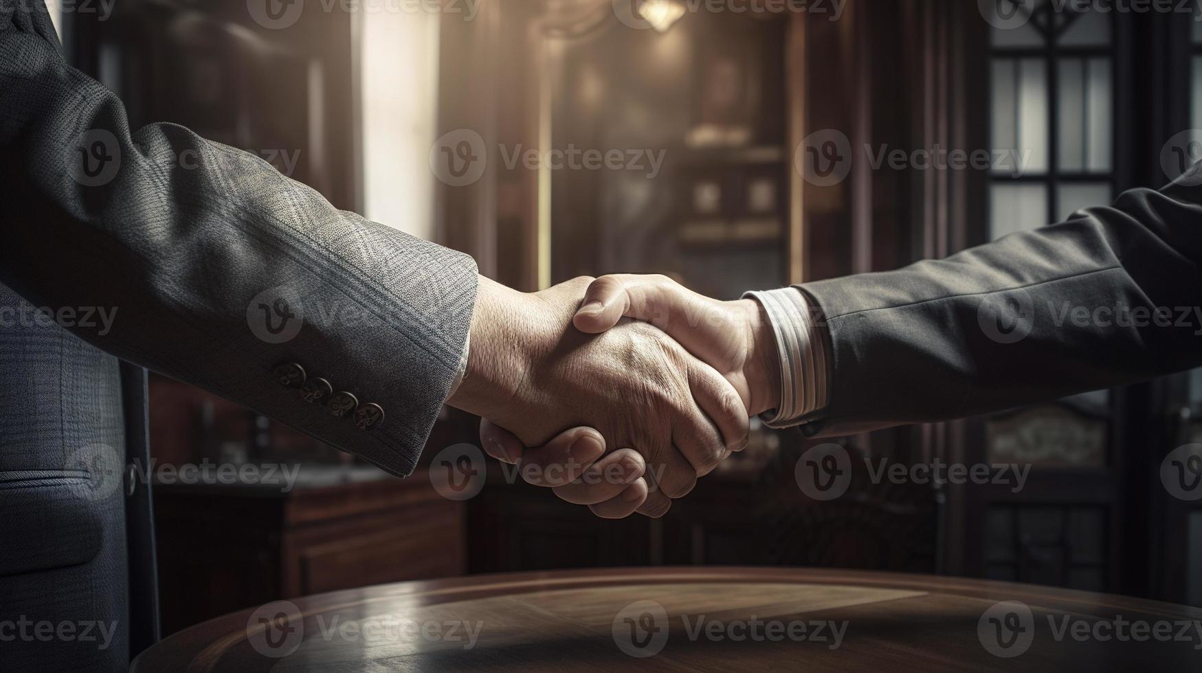 Close-up image of business people shaking hands at meeting or negotiation,Handshake concept,Business concept photo