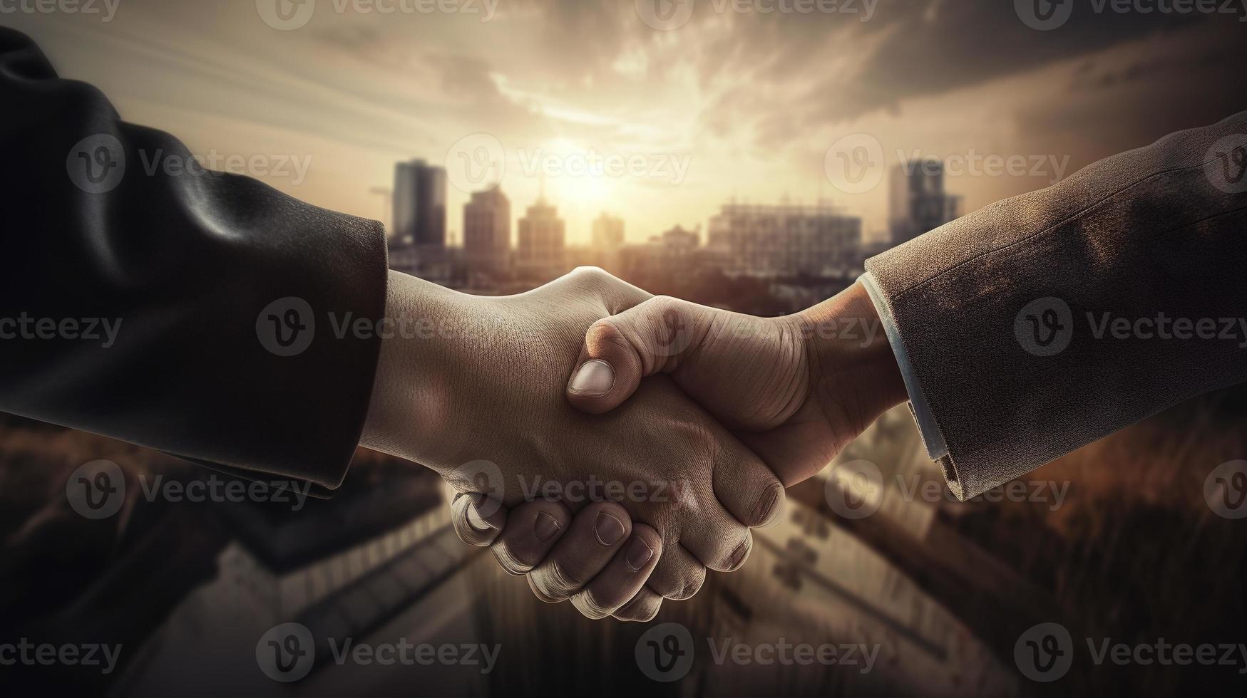 Close-up image of business people shaking hands at meeting or negotiation,Handshake concept,Business concept photo