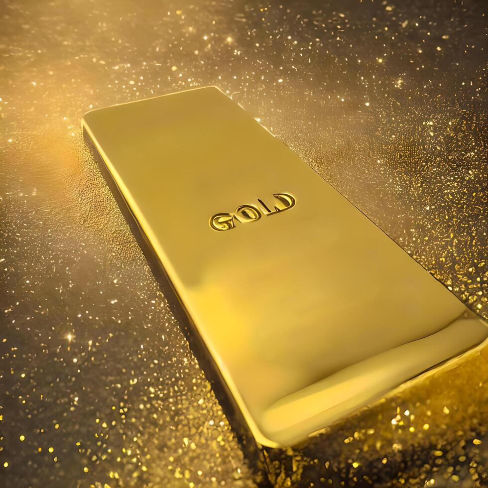 Close-up gold bar are rectangular blocks, photo