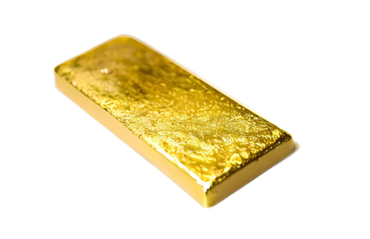 Gold bars are rectangular blocks on white background, photo