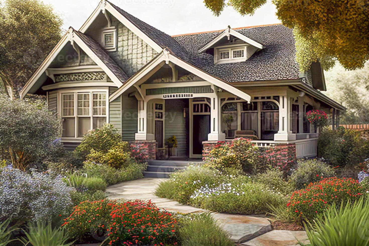 Stylish Craftsman Style House with Lush Landscaping - . photo