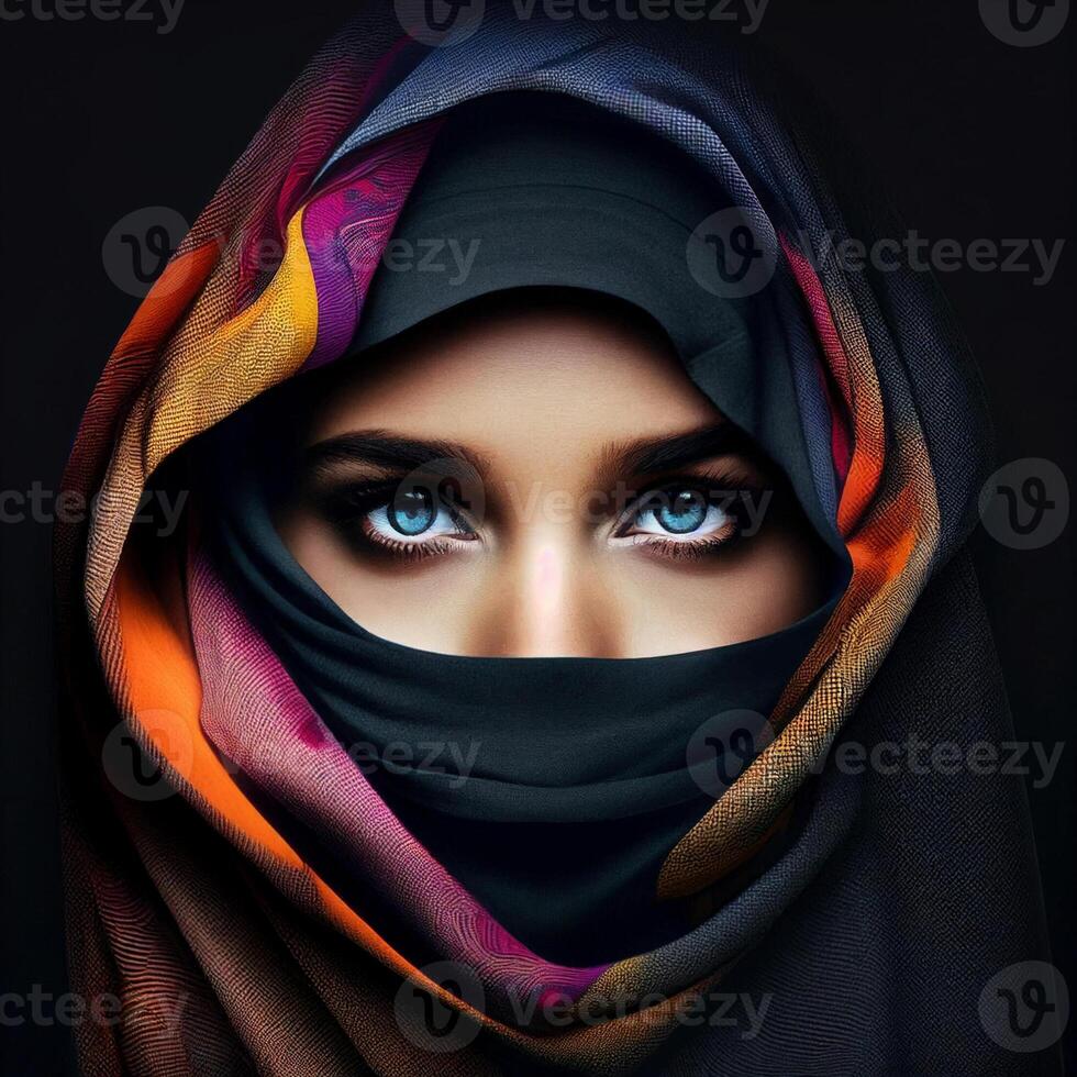 Muslim woman with niqab,created with photo