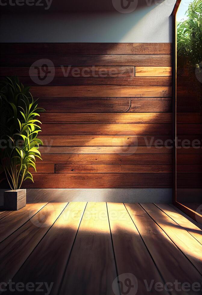 Empty old wood plank room, created with photo