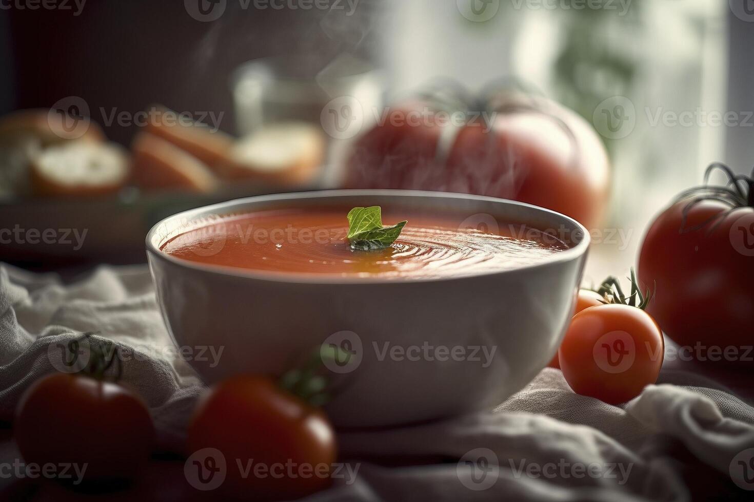 Tomato soup, created with photo