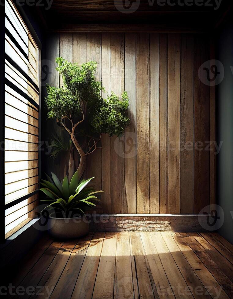 Empty old wood plank room, created with photo
