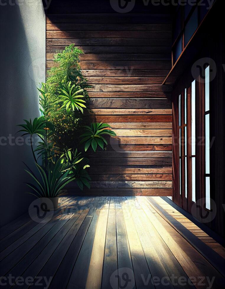 Empty old wood plank room, created with photo