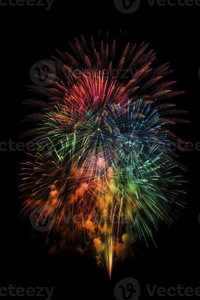 Colorful fireworks in the sky, created with photo