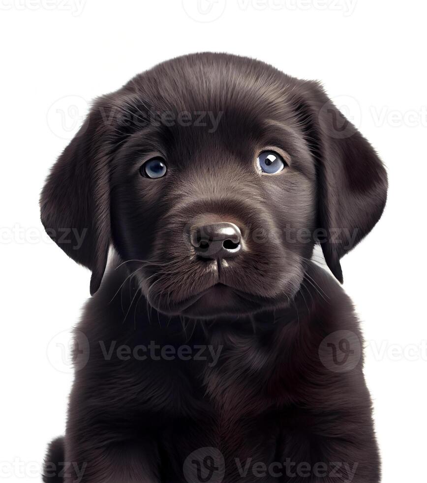 Black labrador puppy on white background, created with photo