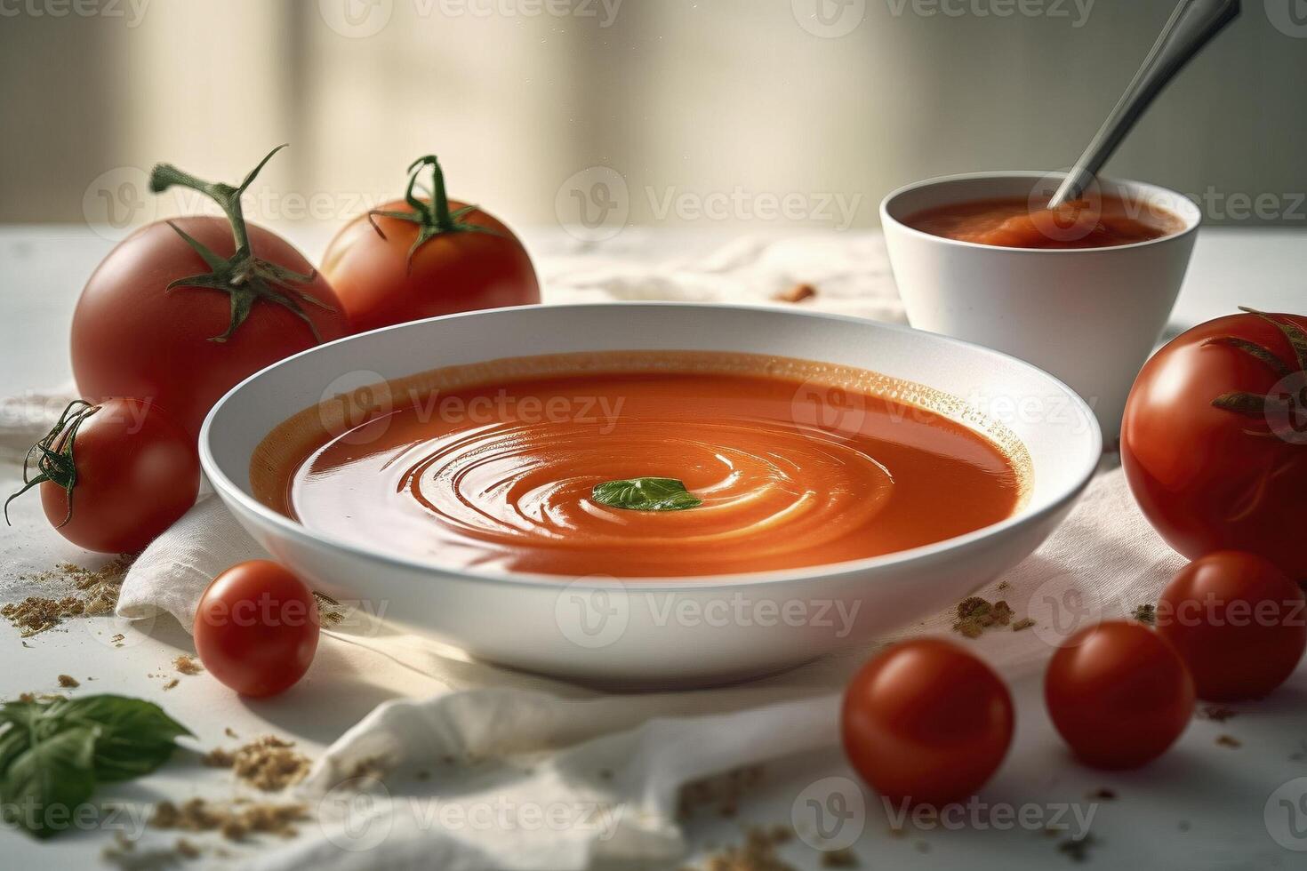 Tomato soup, created with photo