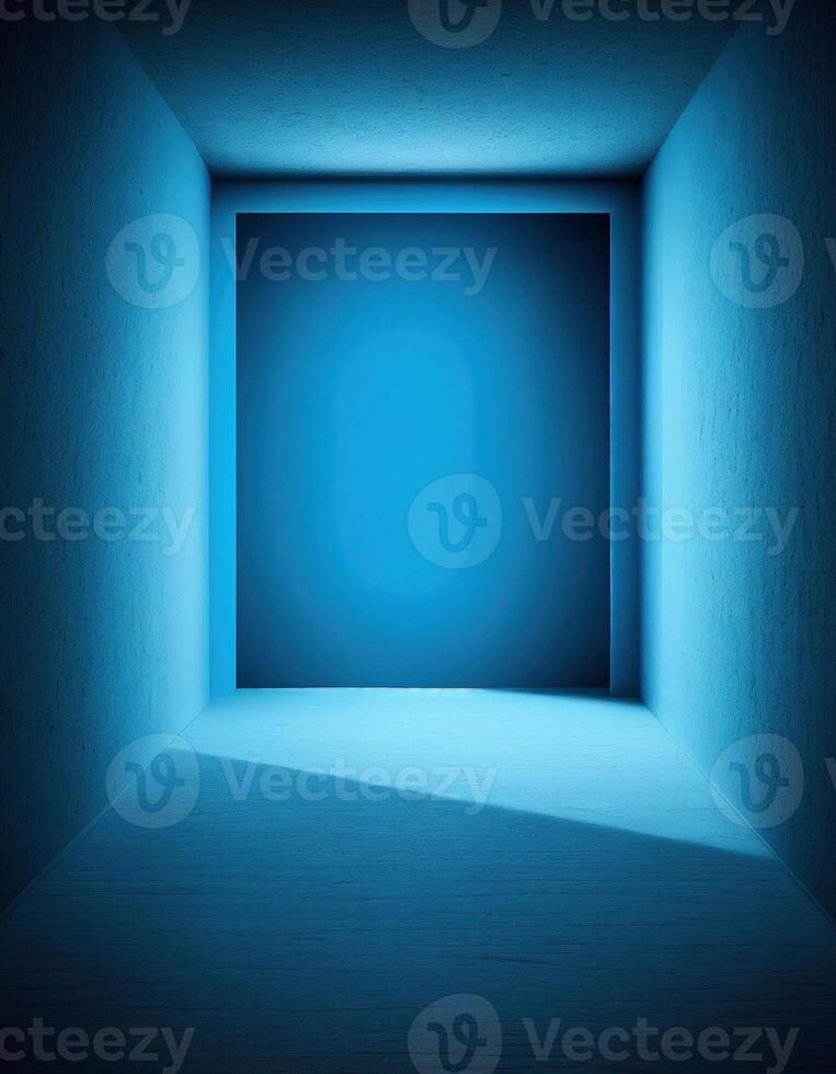 Blue empty studio room, created with photo