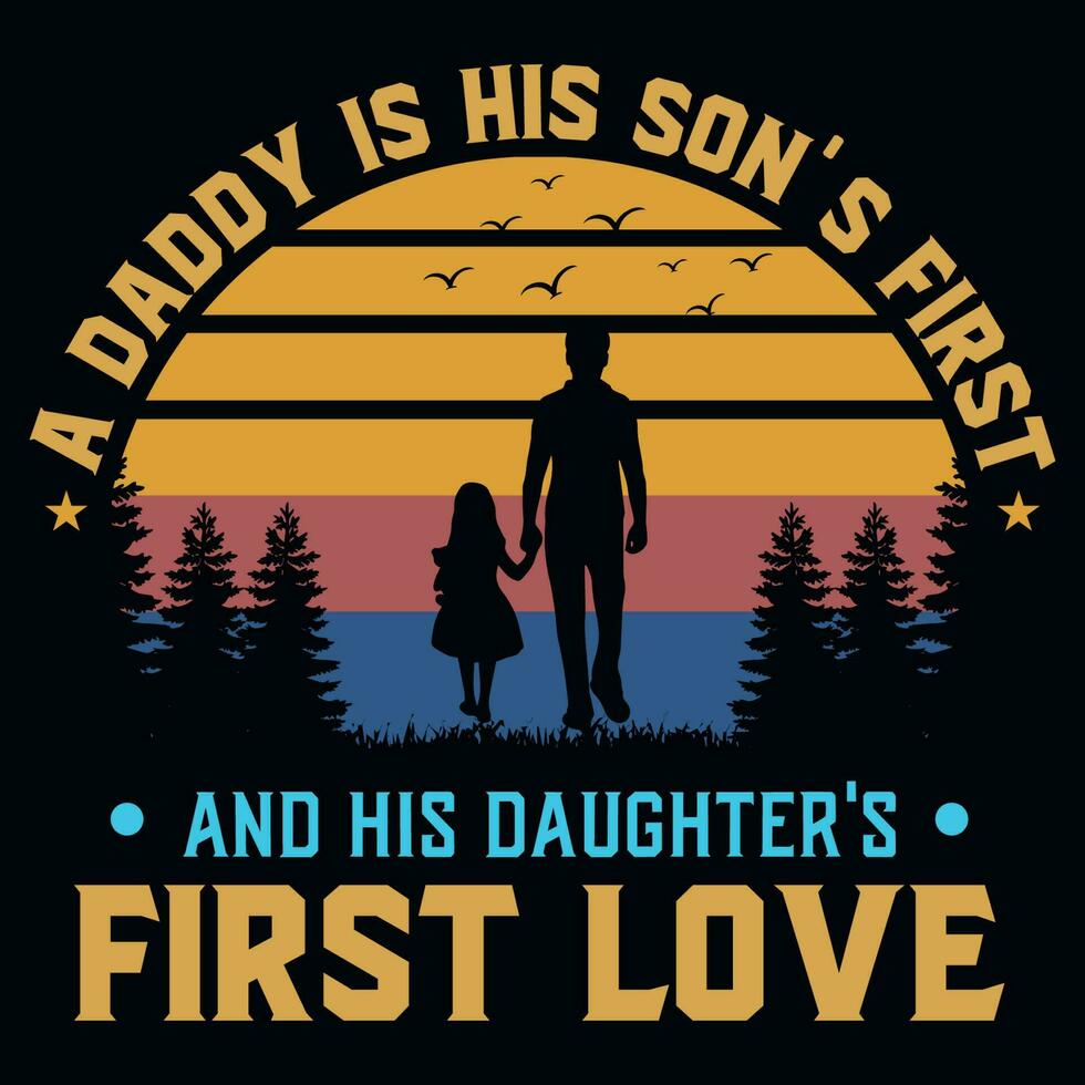 Daddy with daughter vintages tshirt design vector