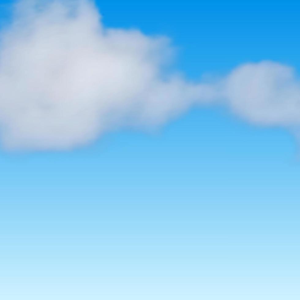 Natural background with cloud on blue sky. Realistic cloud on blue backdrop. Vector illustration