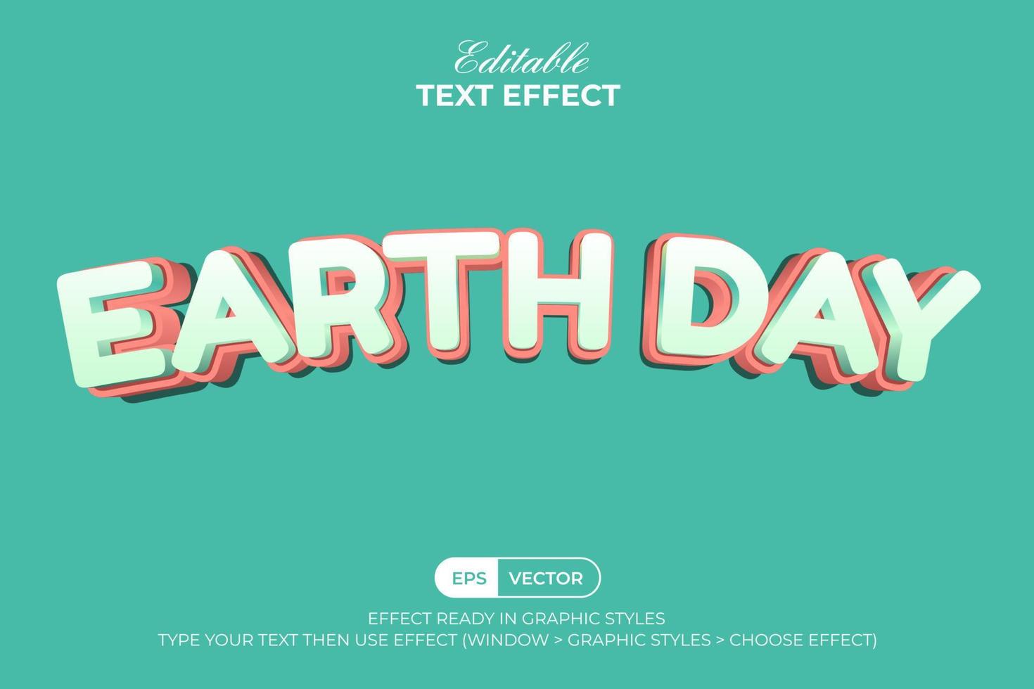 3D Text Effect Earth Day. Editable Text Effect. vector