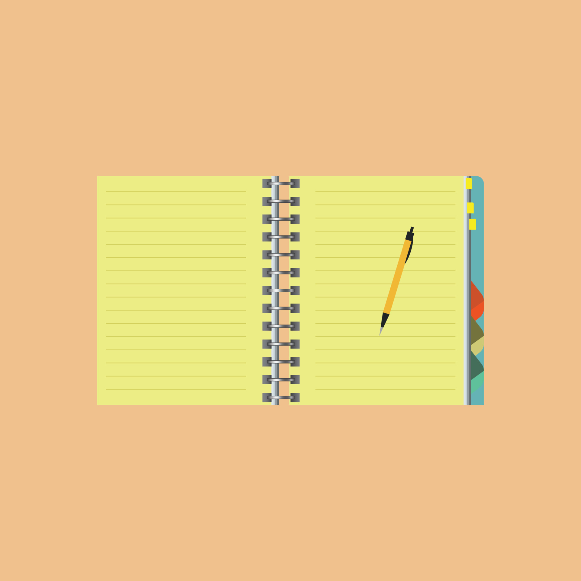 Opened notepad with pencil sketchbook or diary Vector Image