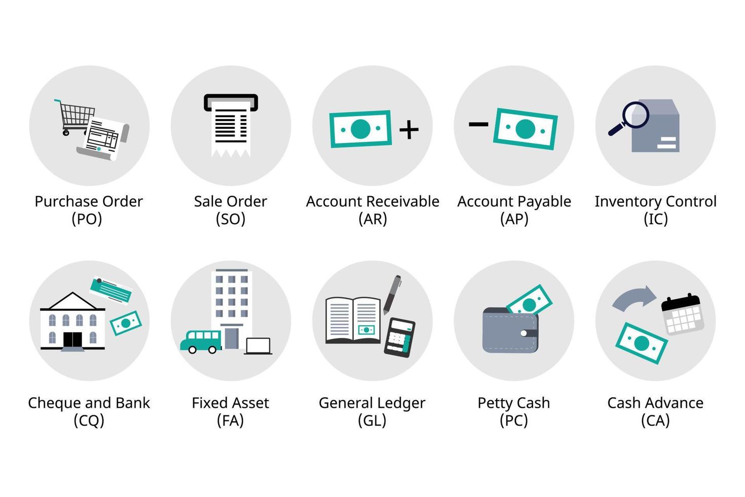 accounting icon to record all financial transaction in the company for accounting software system vector