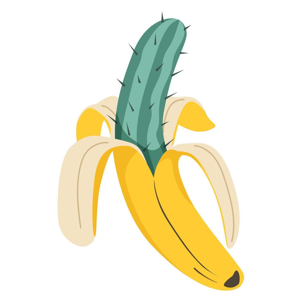 Open banana cactus. Vector illustration