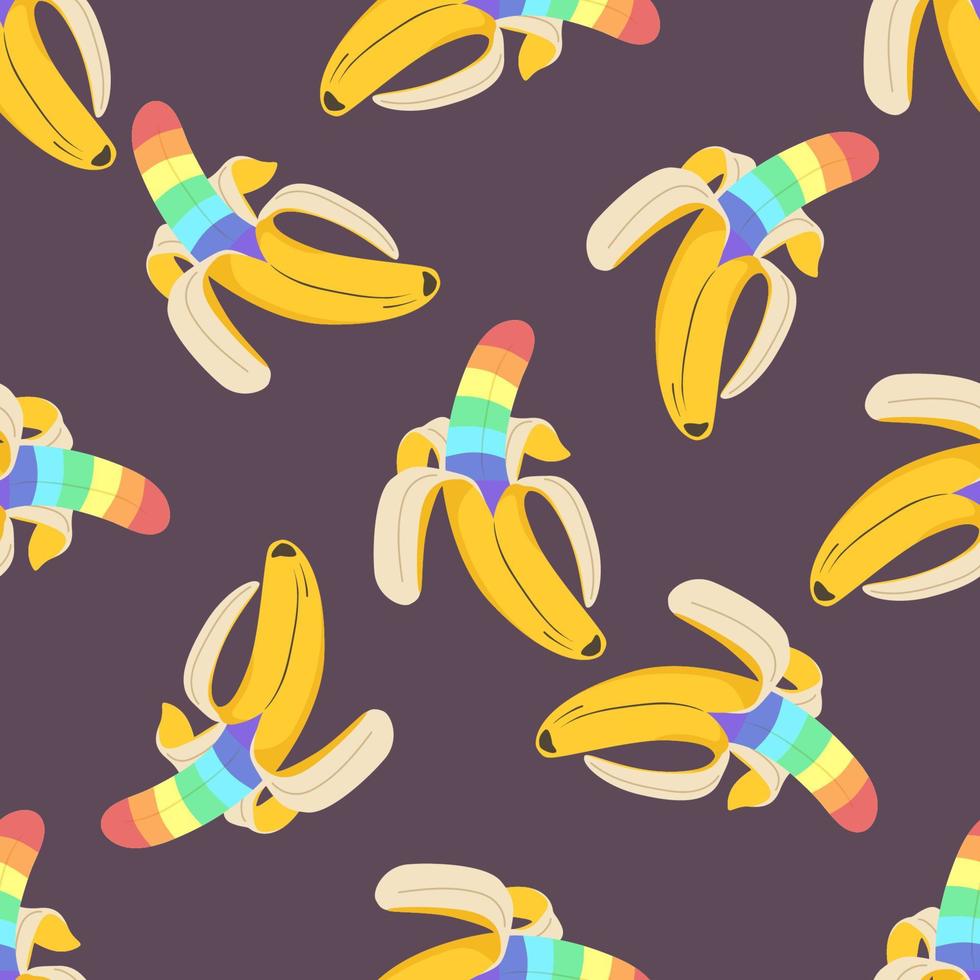 Rainbow banana. Seamless pattern. Vector illustration