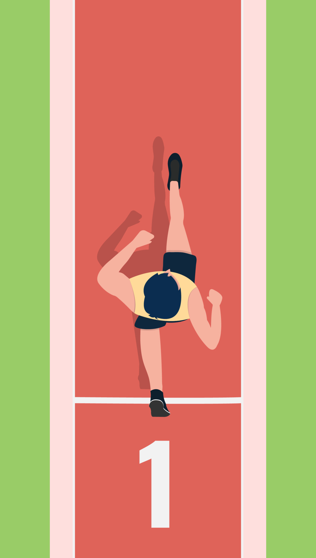 A man is running in a track and is wearing a blue shirt. Man on running