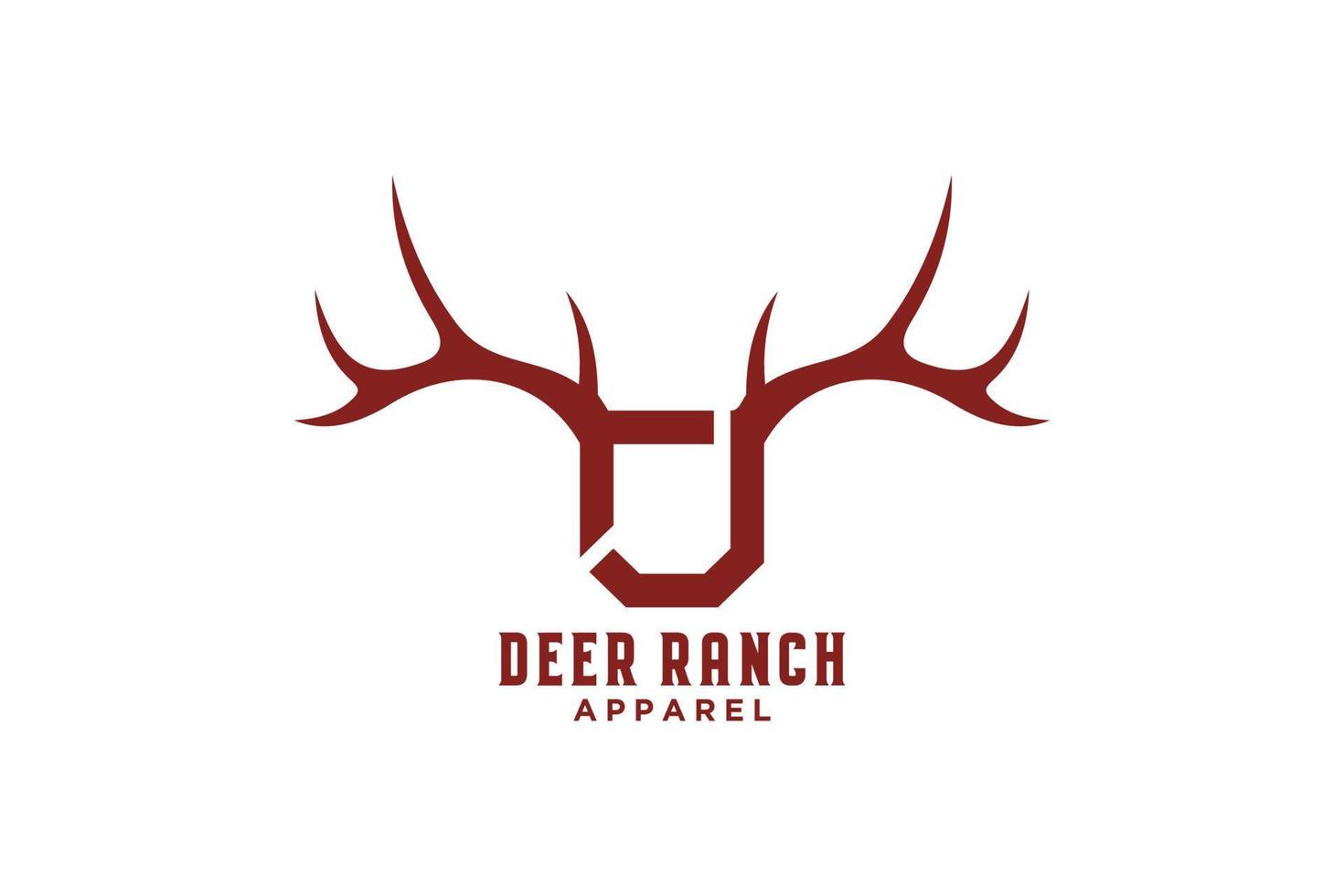 Letter J antlers, deer horn logo design vector