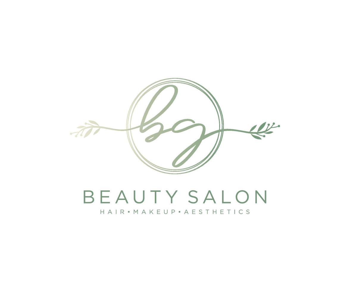 Initial BG feminine logo collections template. handwriting logo of initial signature, wedding, fashion, jewerly, boutique, floral and botanical with creative template for any company or business. vector