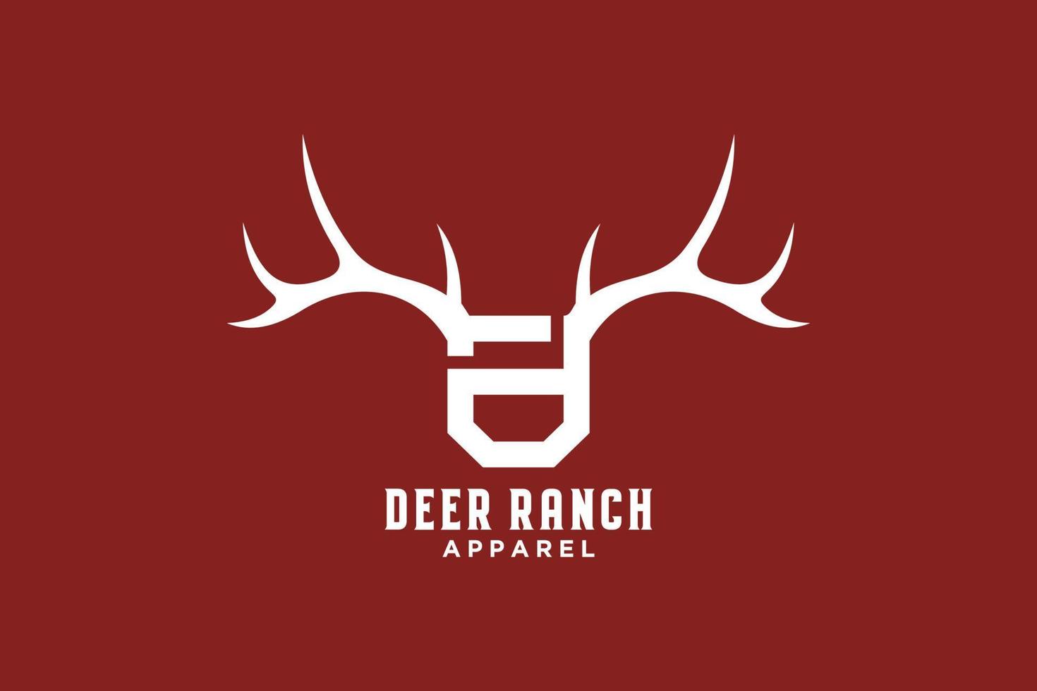 Letter D antlers, deer horn logo design vector