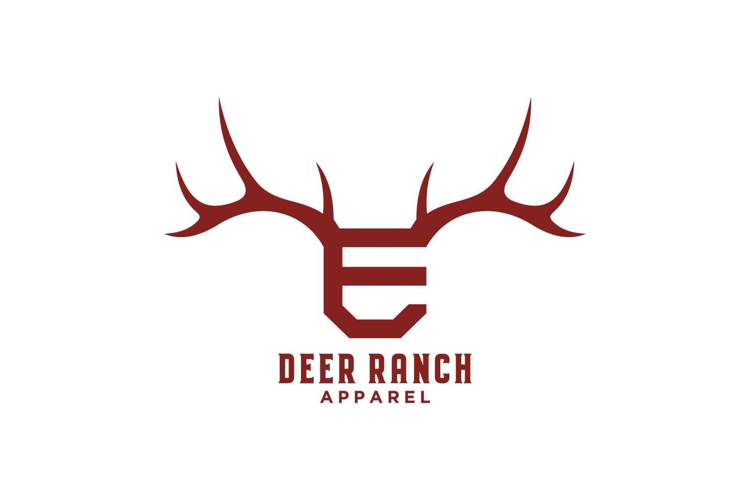 Letter E antlers, deer horn logo design vector