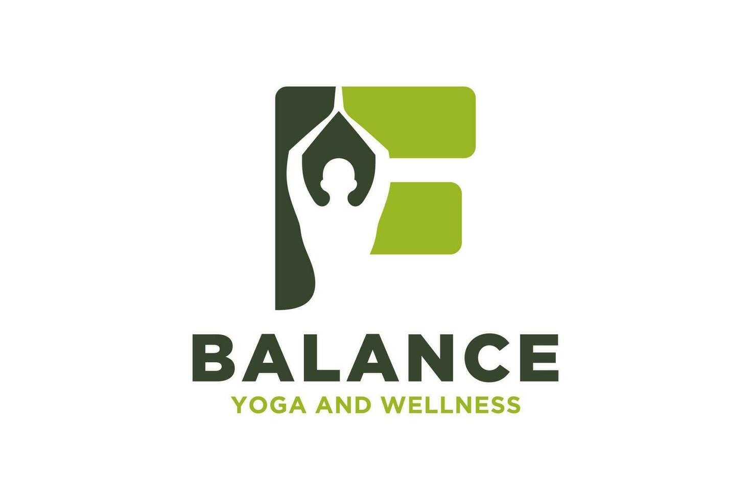 Vector F initial logo with yoga design concept.