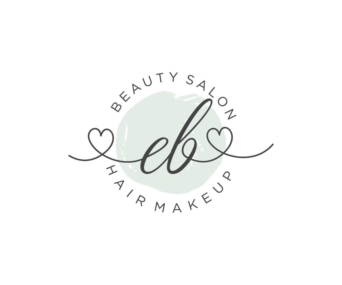 Initial EB feminine logo collections template. handwriting logo of initial signature, wedding, fashion, jewerly, boutique, floral and botanical with creative template for any company or business. vector
