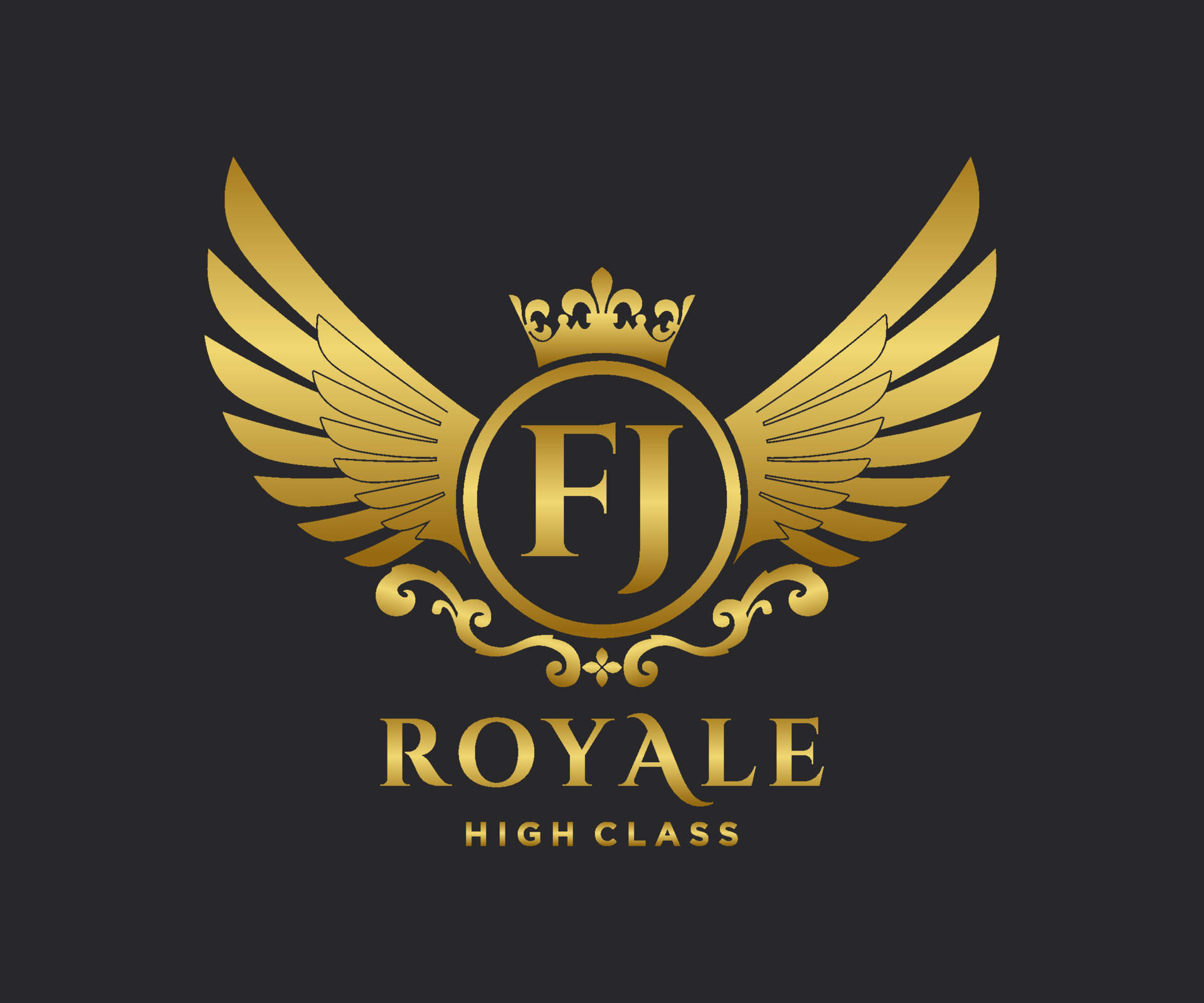 Golden Letter FJ template logo Luxury gold letter with crown. Monogram ...