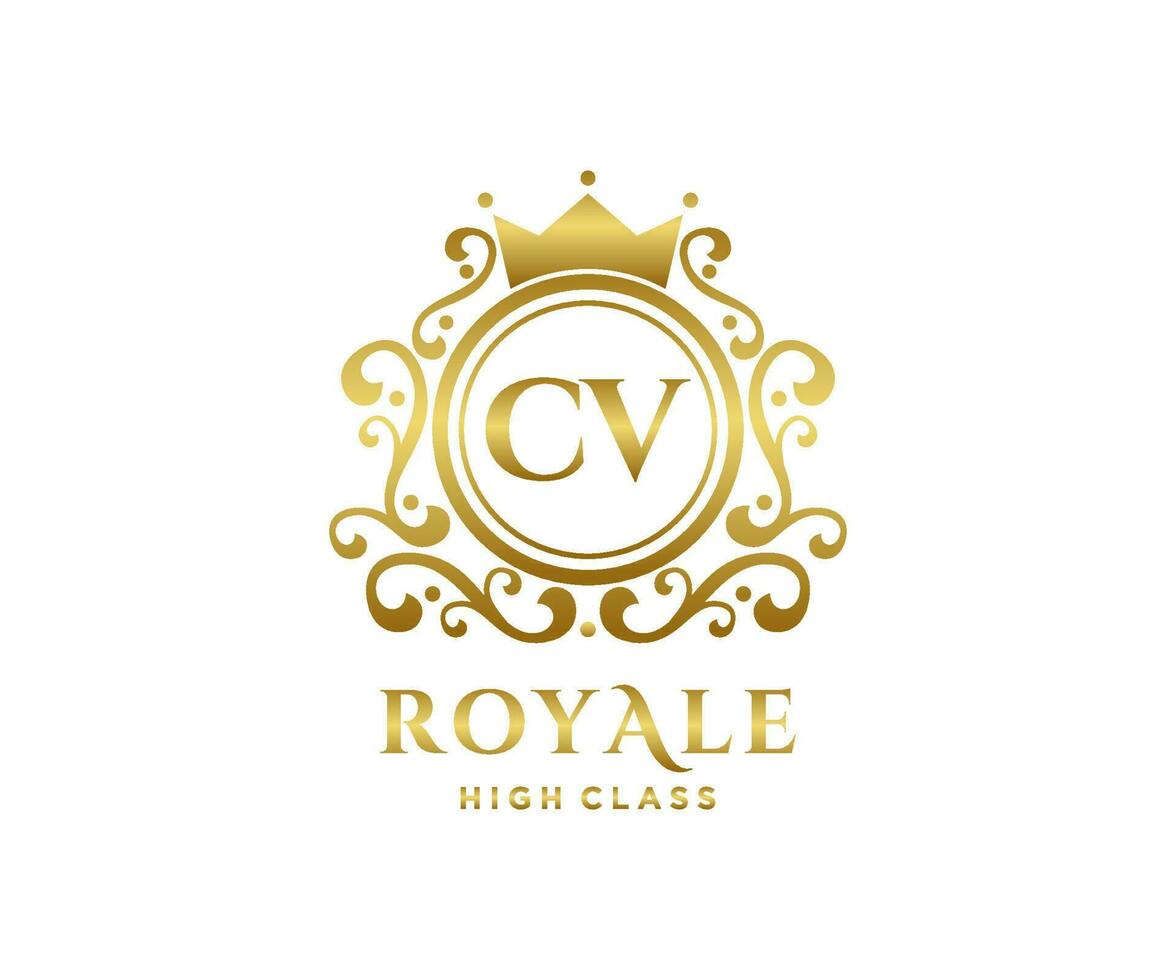 Golden Letter CV template logo Luxury gold letter with crown. Monogram alphabet . Beautiful royal initials letter. vector