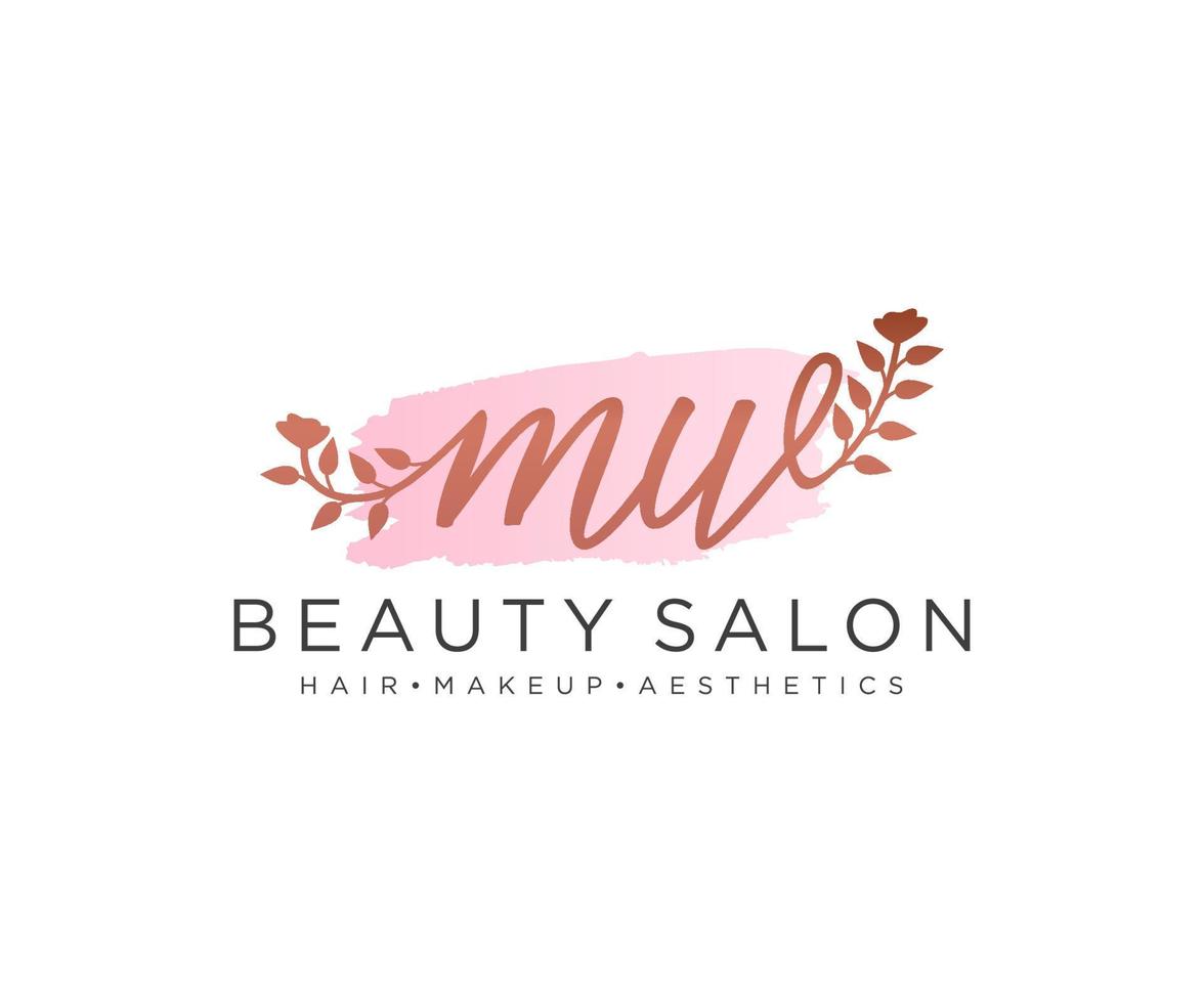 Initial MW feminine logo collections template. handwriting logo of initial signature, wedding, fashion, jewerly, boutique, floral and botanical with creative template for any company or business. vector