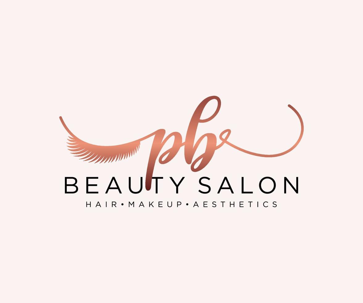 Initial PB feminine logo collections template. handwriting logo of initial signature, wedding, fashion, jewerly, boutique, floral and botanical with creative template for any company or business. vector