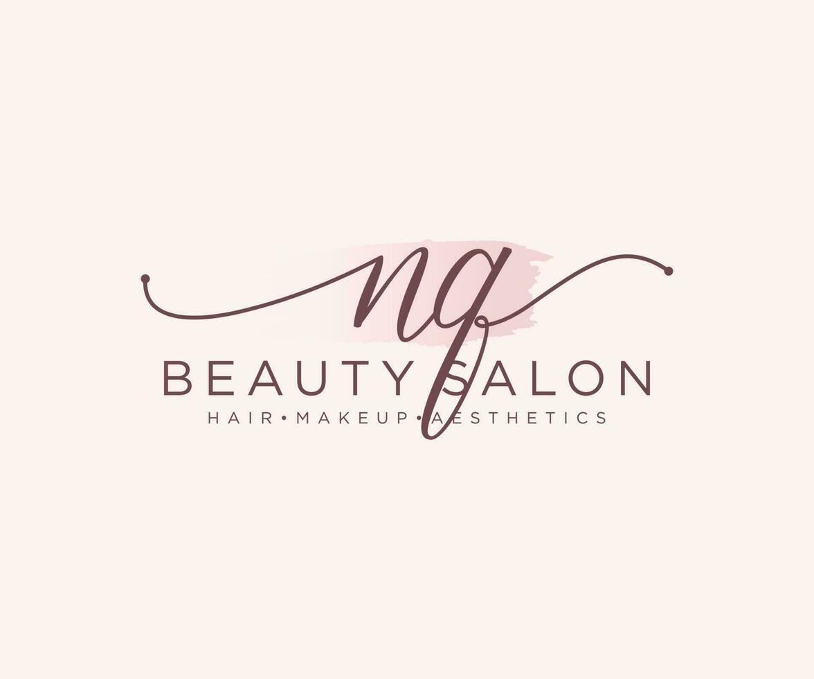 Initial NQ feminine logo collections template. handwriting logo of initial signature, wedding, fashion, jewerly, boutique, floral and botanical with creative template for any company or business. vector