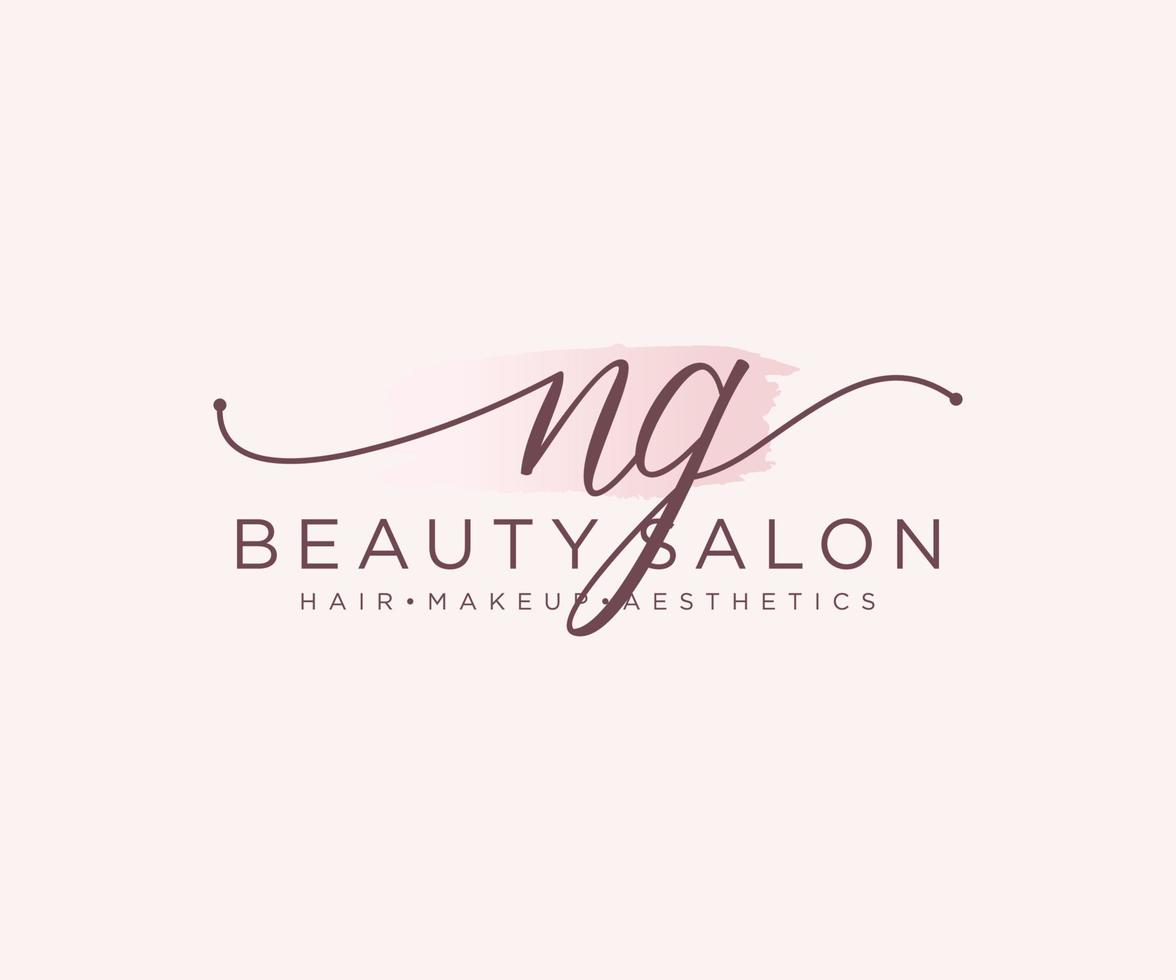 Initial NG feminine logo collections template. handwriting logo of initial signature, wedding, fashion, jewerly, boutique, floral and botanical with creative template for any company or business. vector