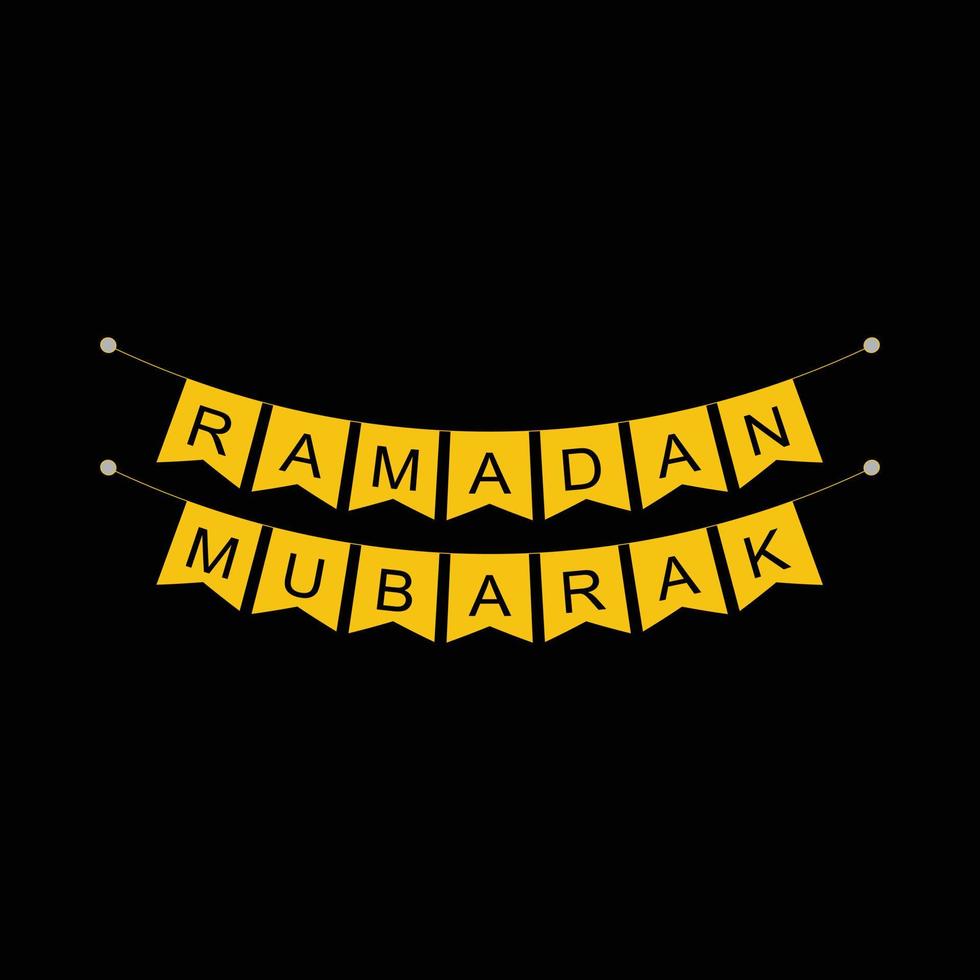 A black background with a banner that says ramadan mubarak. vector