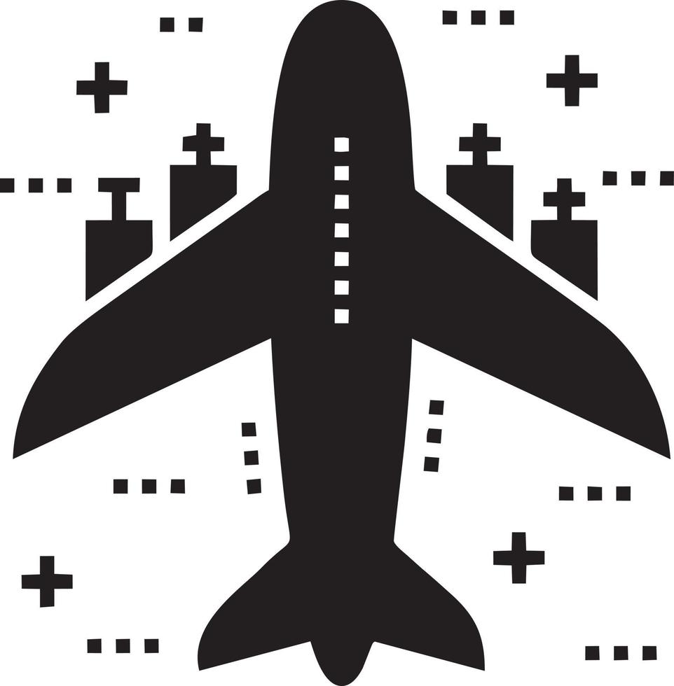 Plane icon symbol image vector, illustration of the flight aviation in black image. EPS 10 vector