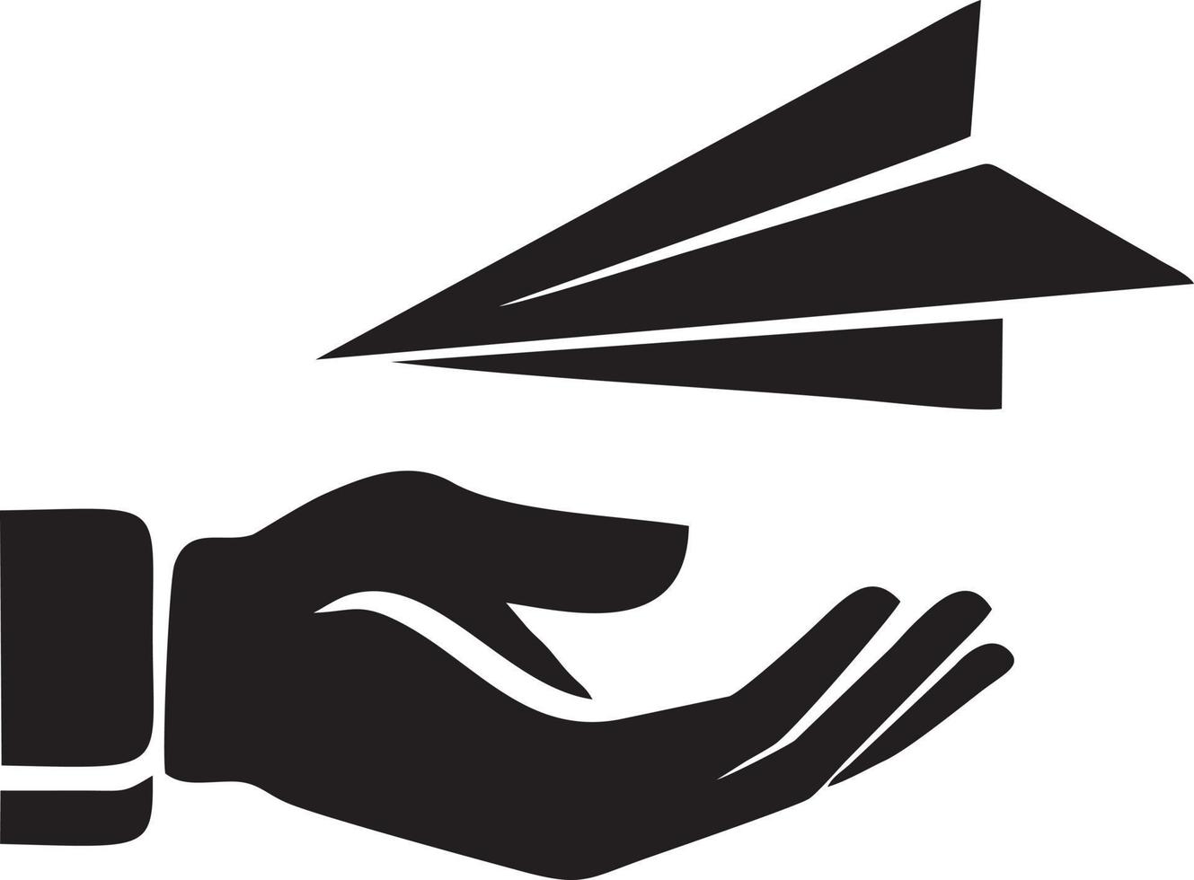 Hand and paper plane icon symbol vector