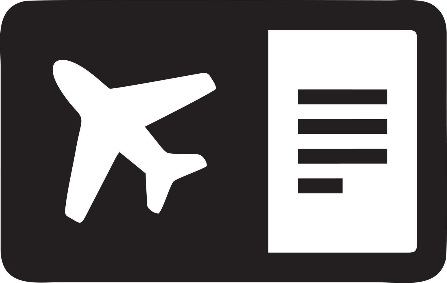 Airplane ticket icon symbol image vector, illustration of the flight aviation in black image. EPS 10 vector